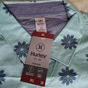 Hurley Men's Aqua Floral Button Down Shirt
